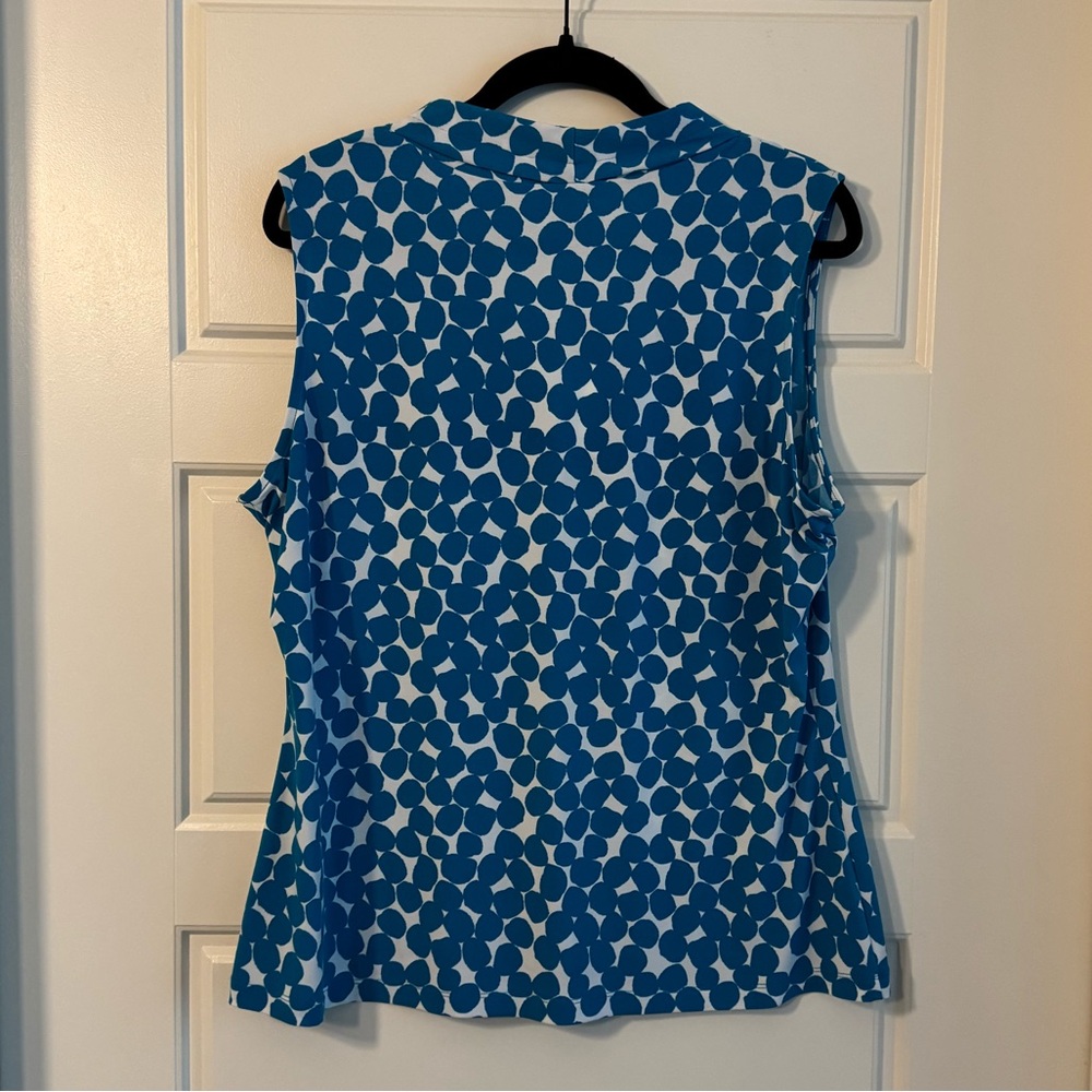 Calvin Klein Teal Patterned Sleeveless Blouse - Picture 3 of 3